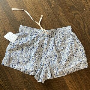 Apiece Apart blue floral print shorts, size L. Bought from the RealReal, w/ tags